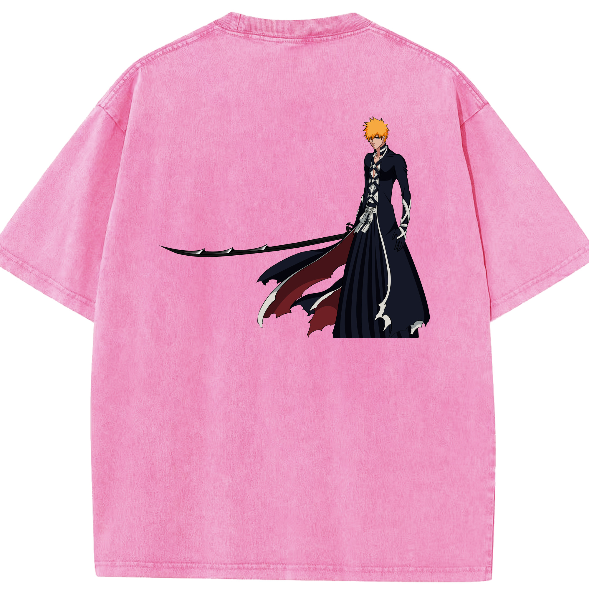 （画像用） ブリーチ 黒崎一護（くろさき いちご）BLEACH Kurosaki Ichigo 綿100% ヴィンテージ風 半袖Tシャツ（背面プリント）